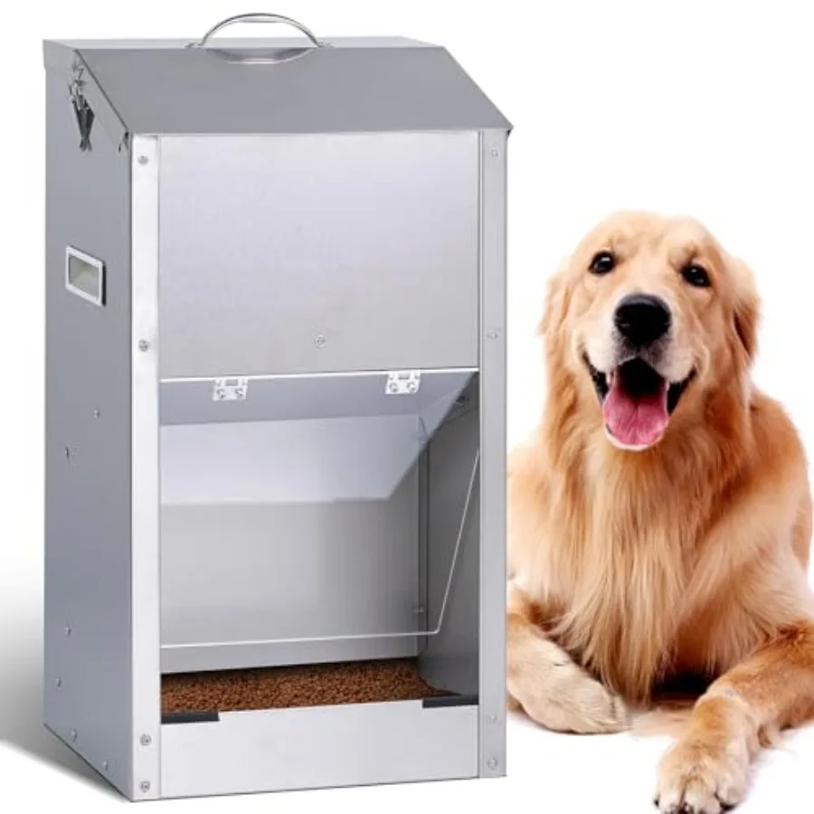 Outdoor automatic dog feeder for dry food stainless steel silver 25lbs gravity dispensing capacity with weather-resistant feedi
Outdoor automatic dog feeder for dry food stainless steel silver 25lbs gravity dispensing capacity with weather-resistant feedi