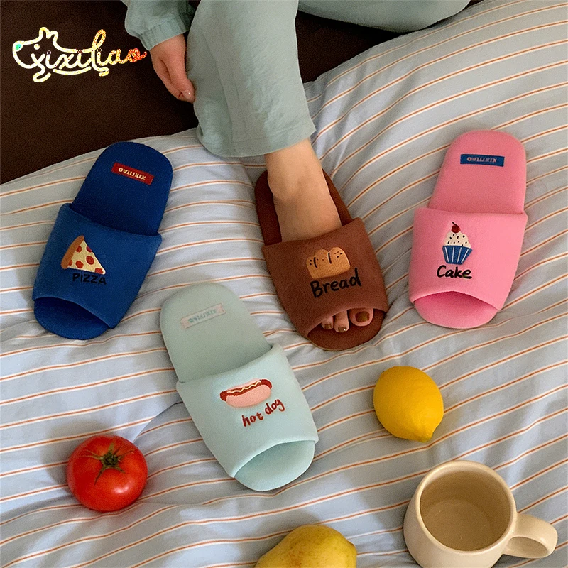 XIXITIAO Pizza Embroidery Indoor Floor Slippers for Women Men Spring/Summer Open-Toe Home Soft-Soled Quiet Cotton Slippers
XIXITIAO Pizza Embroidery Indoor Floor Slippers for Women Men Spring/Summer Open-Toe Home Soft-Soled Quiet Cotton Slippers