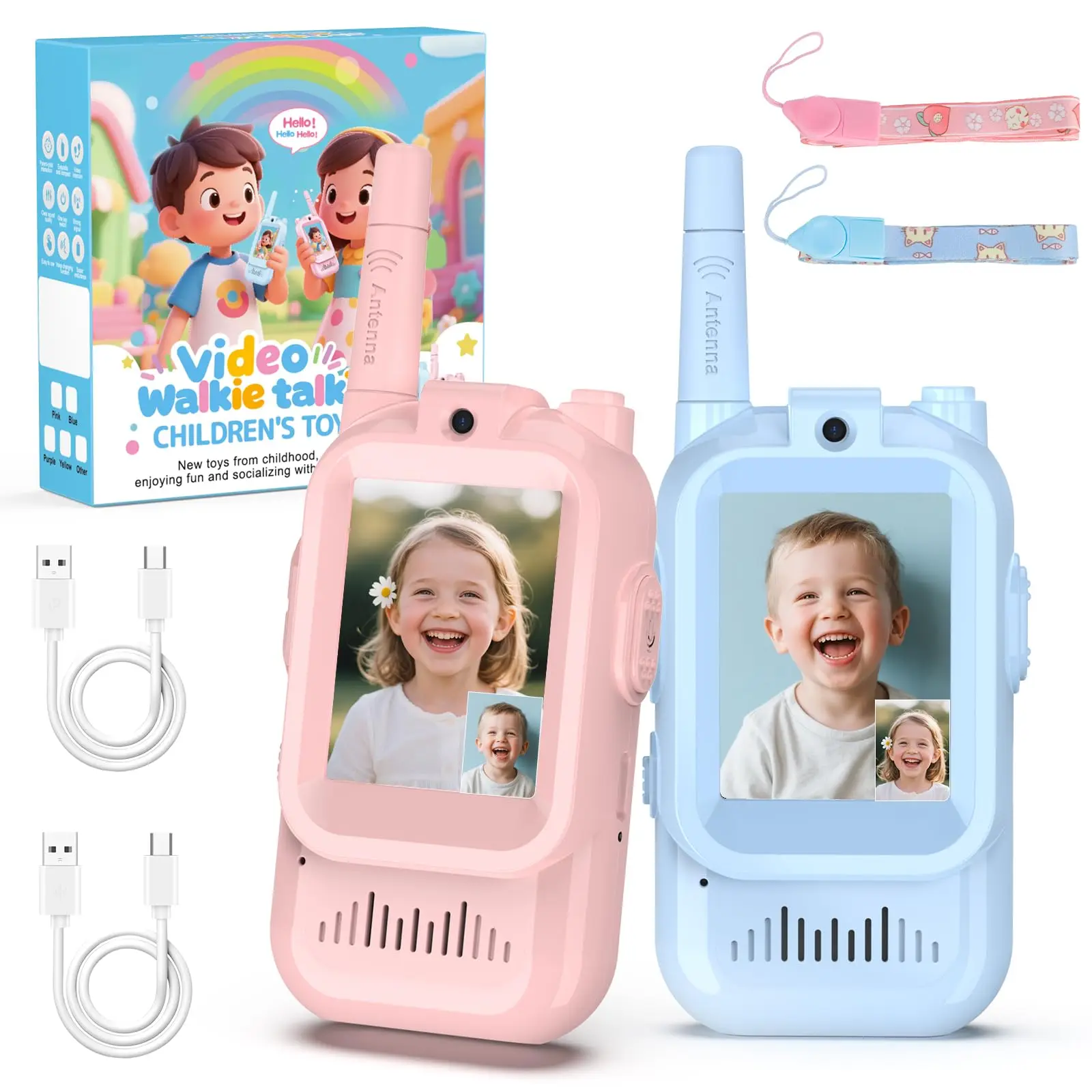 2Pcs Video Walkie Talkies for Kids 2-inch Video Intercom Rechargeable Voice Fonts One-Click Call Cartoon Intercom Toys Gift
2Pcs Video Walkie Talkies for Kids 2-inch Video Intercom Rechargeable Voice Fonts One-Click Call Cartoon Intercom Toys Gift