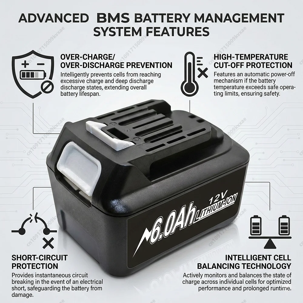 For Makita 12V Battery 6.0Ah Lithium Ion Pack BL1015 BL1020B DF332D HP332D TD110D 10.8V Replacement Power Tool Cells
For Makita 12V Battery 6.0Ah Lithium Ion Pack BL1015 BL1020B DF332D HP332D TD110D 10.8V Replacement Power Tool Cells
