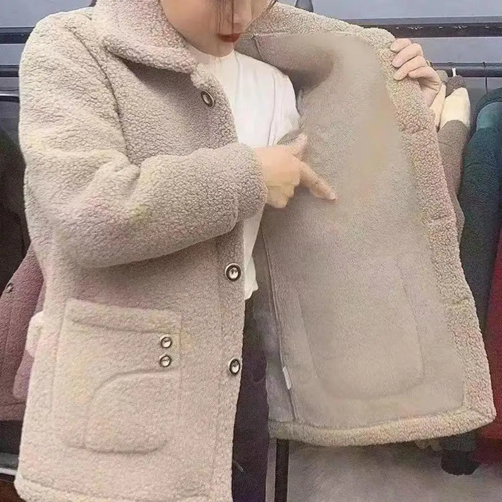 Women Jacket Coat Comfortable Coat Stylish Women's Lapel Long Sleeve Imitation Lamb Wool Coat Thickened Single for Autumn/winter
Women Jacket Coat Comfortable Coat Stylish Women's Lapel Long Sleeve Imitation Lamb Wool Coat Thickened Single for Autumn/winter