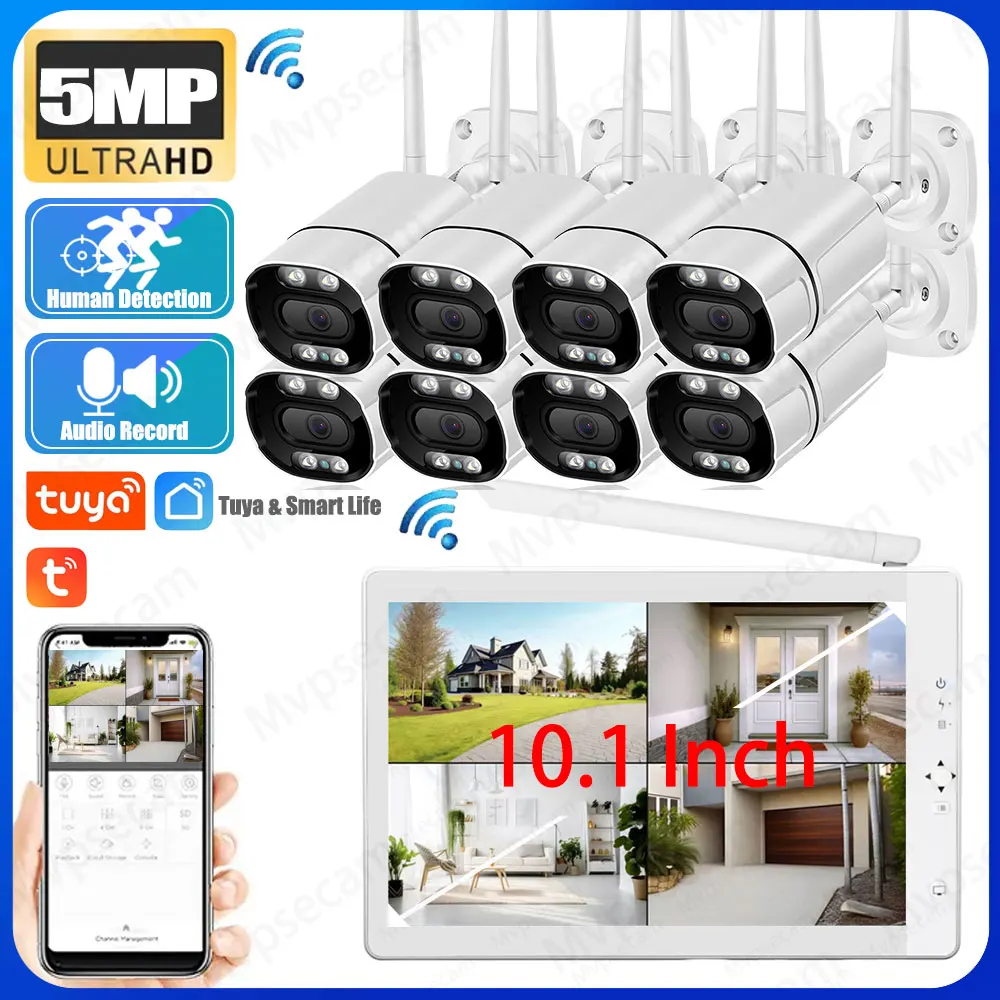 8CH Wireless 5MP NVR Security Kit With 10.1" LCD Monitor WiFi Camera Smart Life/Tuya Color Night Vision CCTV Surveillance System
8CH Wireless 5MP NVR Security Kit With 10.1" LCD Monitor WiFi Camera Smart Life/Tuya Color Night Vision CCTV Surveillance System