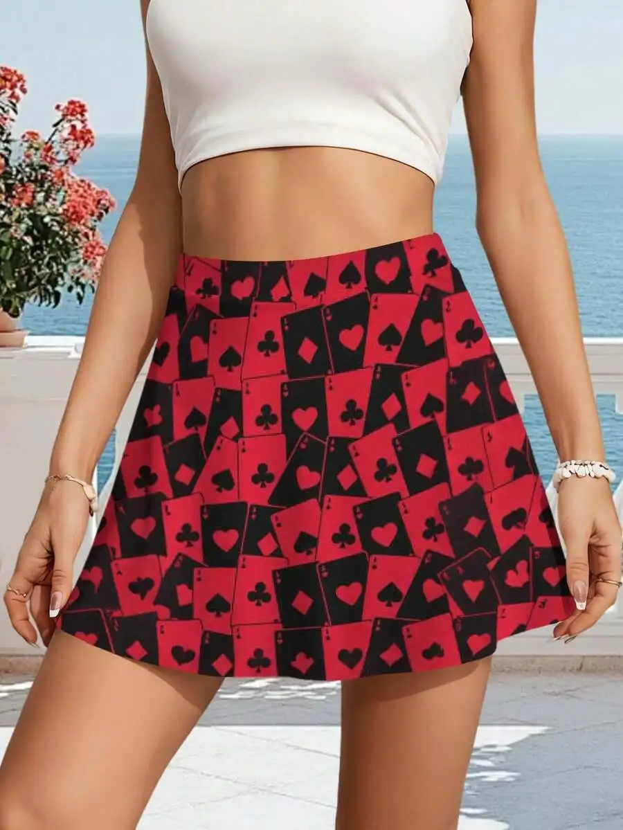 Playing Card Print Women Mini Skirt Casual Lightweight Breathable Summer Beach Skirt
Playing Card Print Women Mini Skirt Casual Lightweight Breathable Summer Beach Skirt