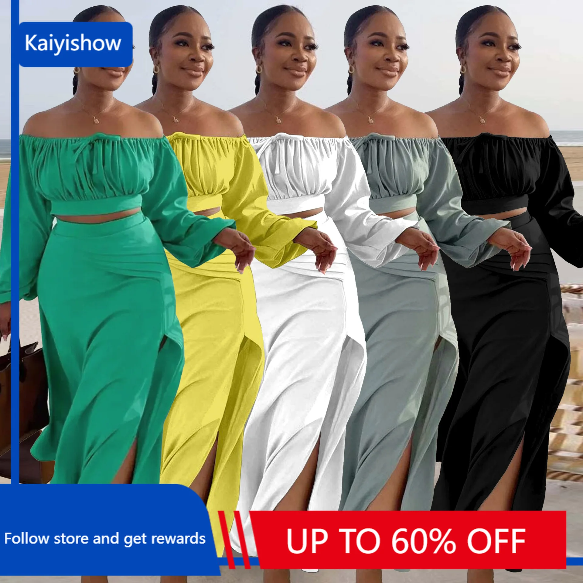 Women's Two Piece Top+Half Skirt Set 2023 New Leisure Vacation Solid Color Split Off Shoulder Long Sleeve
Women's Two Piece Top+Half Skirt Set 2023 New Leisure Vacation Solid Color Split Off Shoulder Long Sleeve