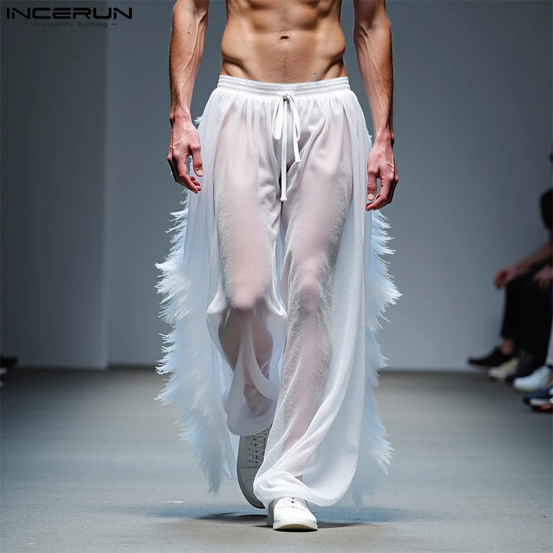 INCERUN Men Pants Tassel Patchwork Drawstring Oversize Joggers Trousers Men Streetwear 2025 Transparent Sexy Fashion Long Pants
INCERUN Men Pants Tassel Patchwork Drawstring Oversize Joggers Trousers Men Streetwear 2025 Transparent Sexy Fashion Long Pants