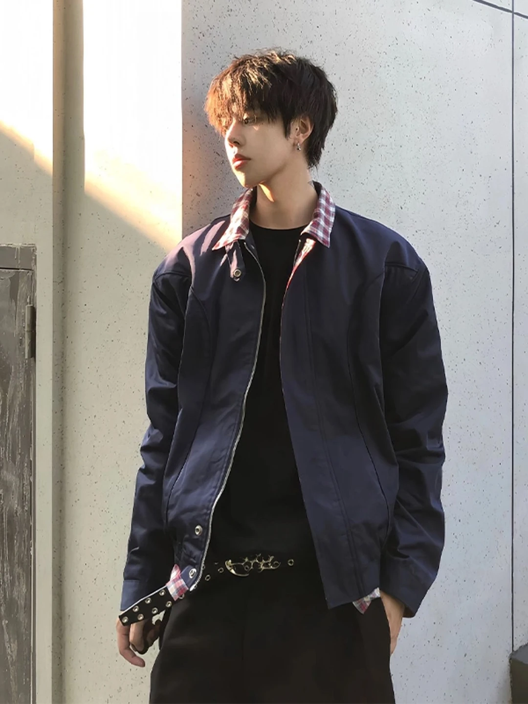 Мужская куртка-бомбер в клетку королевского синего цвета, с комбинированным дизайном, из полиэфирного волокна, с длинными рукавами, на молнии, без капюшона
Мужская куртка-бомбер в клетку королевского синего цвета, с комбинированным дизайном, из полиэфирного волокна, с длинными рукавами, на молнии, без капюшона