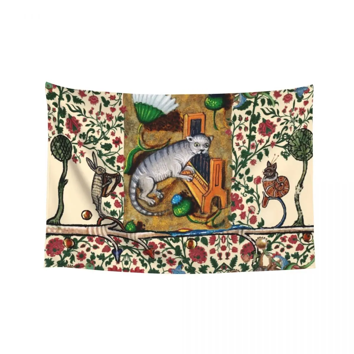WEIRD MEDIEVAL BESTIARY MAKING MUSIC,Cat Playing Organ,Harpist Rabbit,Snail Cat Tapestry Decorative Wall Murals Tapestry
WEIRD MEDIEVAL BESTIARY MAKING MUSIC,Cat Playing Organ,Harpist Rabbit,Snail Cat Tapestry Decorative Wall Murals Tapestry