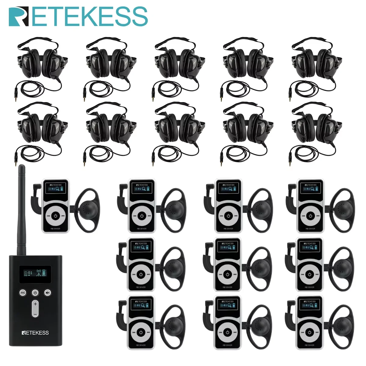 RETEKESS T130P Wireless Tour Guide System with TT034 Noise Reduction Headsets, Factory Tour Headsets, Factory Noise Cancelling
RETEKESS T130P Wireless Tour Guide System with TT034 Noise Reduction Headsets, Factory Tour Headsets, Factory Noise Cancelling