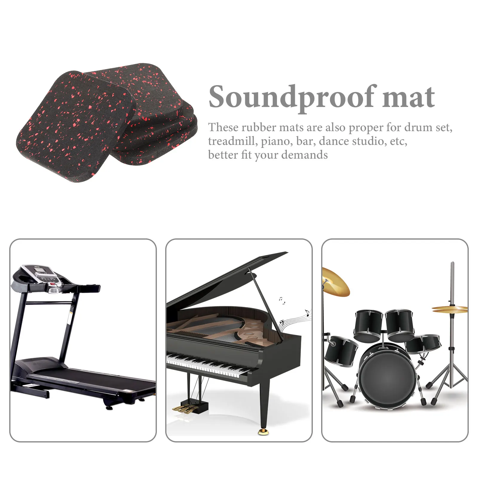 4 Pcs Rubber Treadmill Mat Shockproof Floor Padding Gym Equipment Mat for Carpet Hardwood Exercise Bike
4 Pcs Rubber Treadmill Mat Shockproof Floor Padding Gym Equipment Mat for Carpet Hardwood Exercise Bike