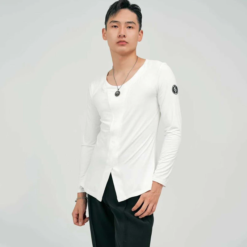 2025 Round Neck Long Sleeved Shirts Latin Dance Tops For Men White Practice Clothes Chacha Rumba Tango Adult Latin Wear DQS18666 
2025 Round Neck Long Sleeved Shirts Latin Dance Tops For Men White Practice Clothes Chacha Rumba Tango Adult Latin Wear DQS18666