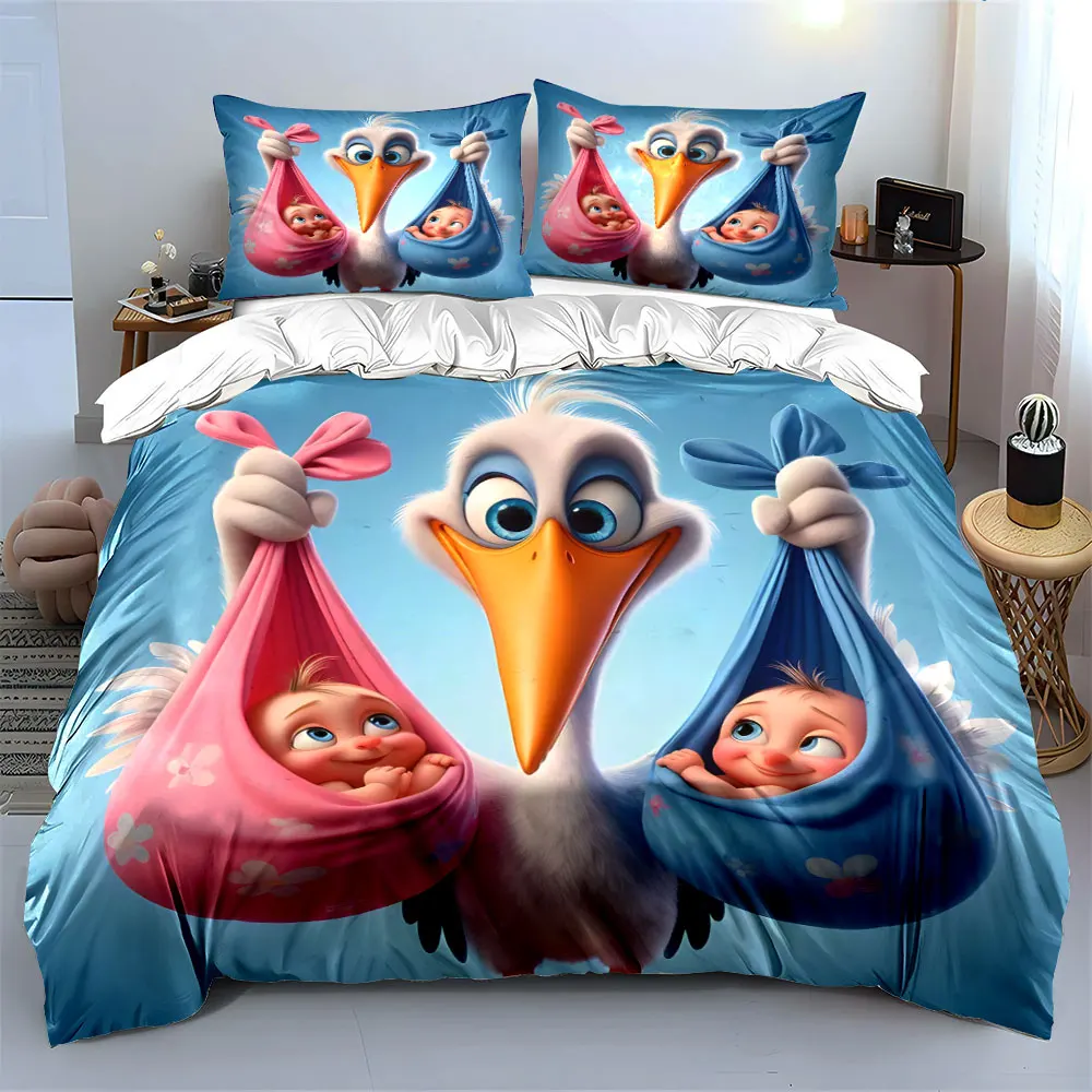 Cartoon Lovely Stork and Two Babies Print Soft Comfortable Duvet Cover Bedding Set Included 1*Duvet Cover 2*Pillowcases
Cartoon Lovely Stork and Two Babies Print Soft Comfortable Duvet Cover Bedding Set Included 1*Duvet Cover 2*Pillowcases