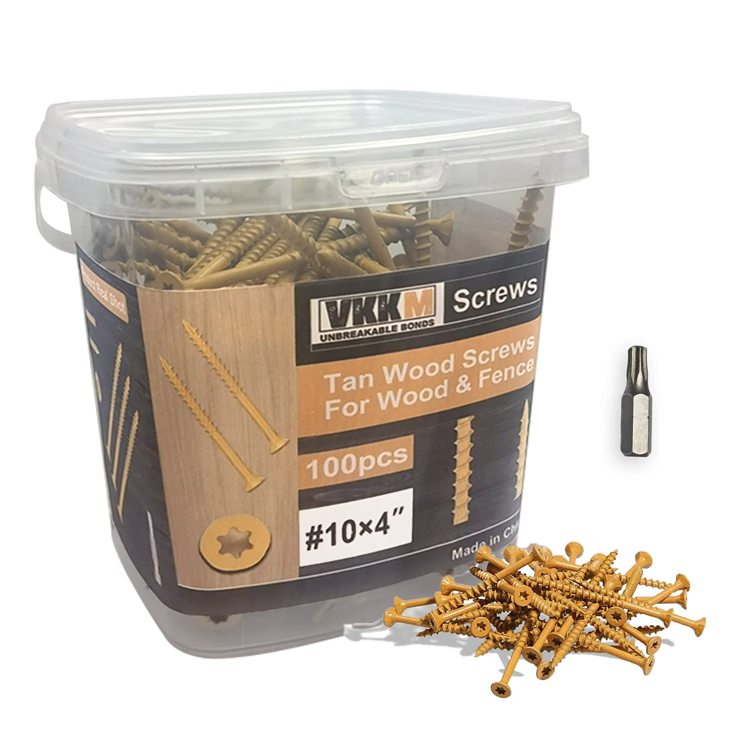 VKKM 4-inch Deck Screws, Wood Screws #10* 4,100 Pieces, Anti-rust Epoxy Resin Coating, Including T25 Star Drill Bit, Yellow.
VKKM 4-inch Deck Screws, Wood Screws #10* 4,100 Pieces, Anti-rust Epoxy Resin Coating, Including T25 Star Drill Bit, Yellow.