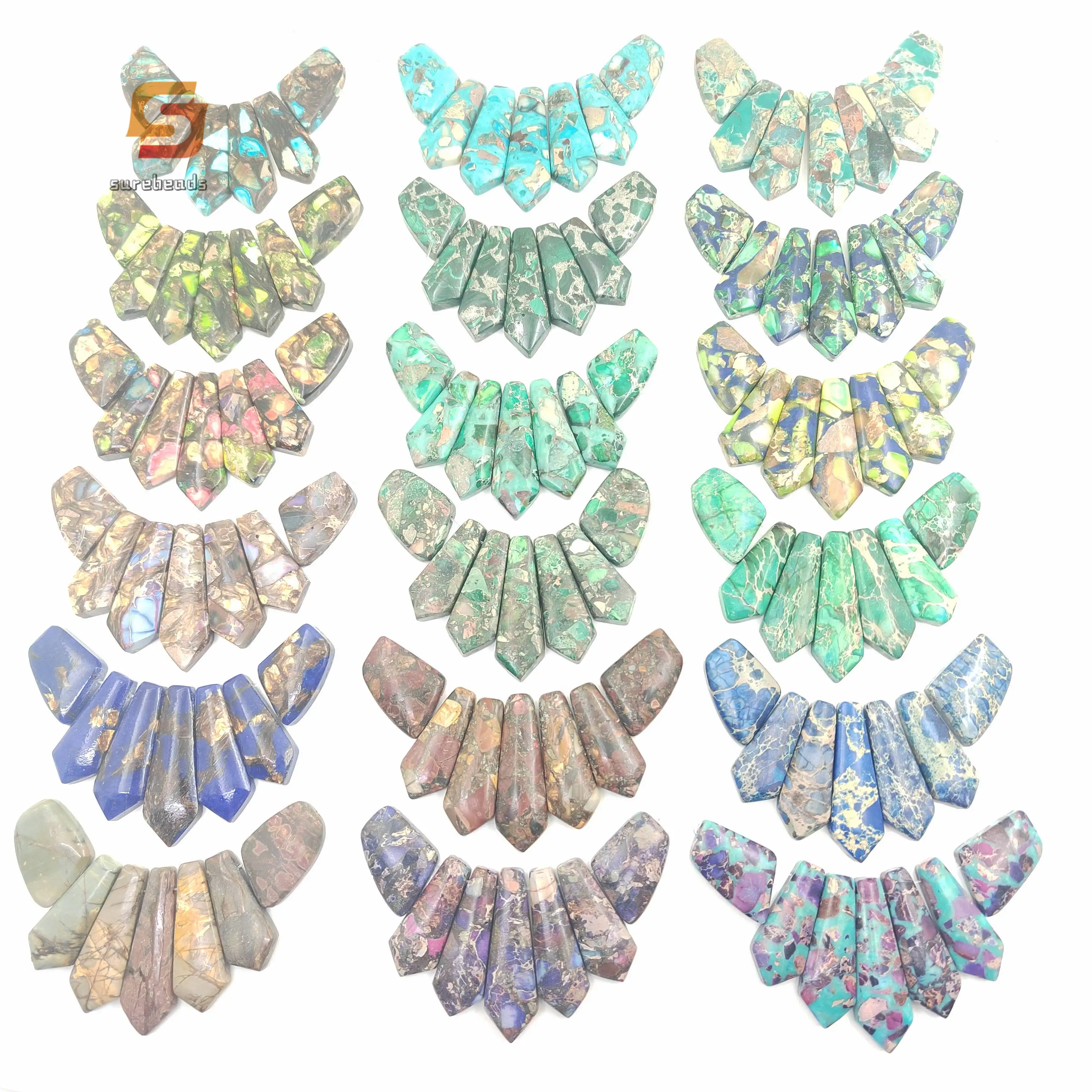 7pcs/set Sea Sediment Imperial Jasper Top Drilled Graduated Pendant Necklace,Emperor Stone Arrow Slice Beads Bulk Jewelry Making
7pcs/set Sea Sediment Imperial Jasper Top Drilled Graduated Pendant Necklace,Emperor Stone Arrow Slice Beads Bulk Jewelry Making