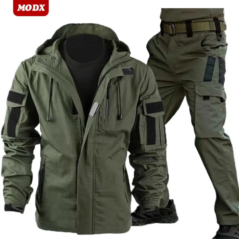 Spring Autumn Windbreaker Jacket Set Men Executive Officer Outdoor Tactical Charge Jacket Set Solid Color Waterproof Combat Suit
Spring Autumn Windbreaker Jacket Set Men Executive Officer Outdoor Tactical Charge Jacket Set Solid Color Waterproof Combat Suit