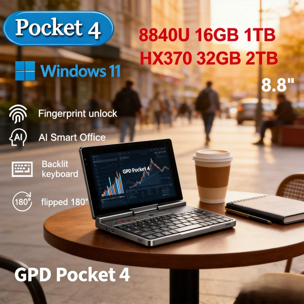 GPD Pocket 4 Ultra Mini Laptop, 7 Inch Full Laminated Touchscreen, Intel Core Processor, Windows 11, Backlit Keyboard, Portable
GPD Pocket 4 Ultra Mini Laptop, 7 Inch Full Laminated Touchscreen, Intel Core Processor, Windows 11, Backlit Keyboard, Portable