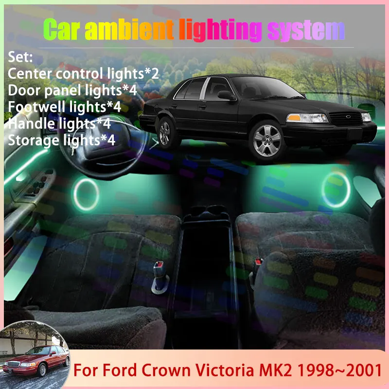 For Ford Crown Victoria MK2 1998~2001 EN114 1999 2/18 in 1 Car Atmosphere Light Lamp RGB Shade Ensemble Streamer Atmosphere Set
For Ford Crown Victoria MK2 1998~2001 EN114 1999 2/18 in 1 Car Atmosphere Light Lamp RGB Shade Ensemble Streamer Atmosphere Set