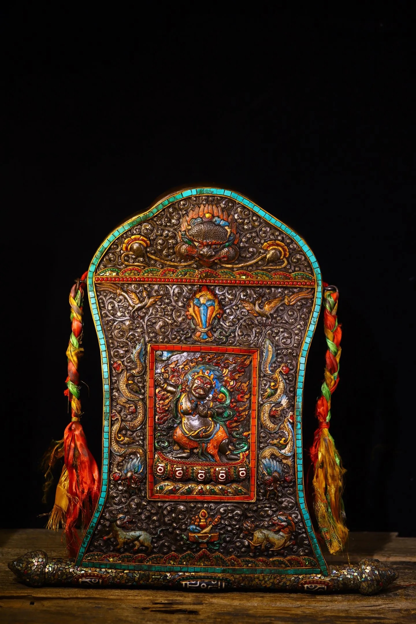 20"Tibetan Temple Collection Old Tiantie Painted Mosaic Gem gZi Beads Turquoise GARUDA Vajrayana Buddha Thangka Hanging Panel
20"Tibetan Temple Collection Old Tiantie Painted Mosaic Gem gZi Beads Turquoise GARUDA Vajrayana Buddha Thangka Hanging Panel