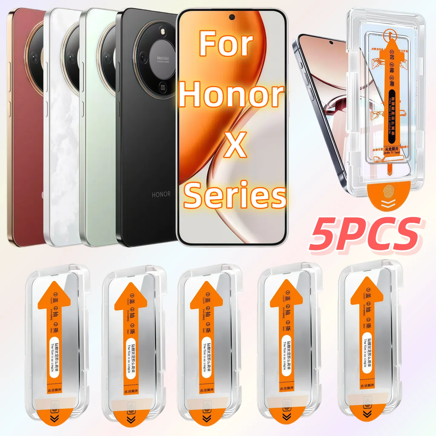 5PCS HD Tempered Glass Screen Protector Set for Honor X10/X20/X20SE/X30i/X40i/X40GT/X50i/X50i+/X60i/X60GT/X70i/9XPro
5PCS HD Tempered Glass Screen Protector Set for Honor X10/X20/X20SE/X30i/X40i/X40GT/X50i/X50i+/X60i/X60GT/X70i/9XPro