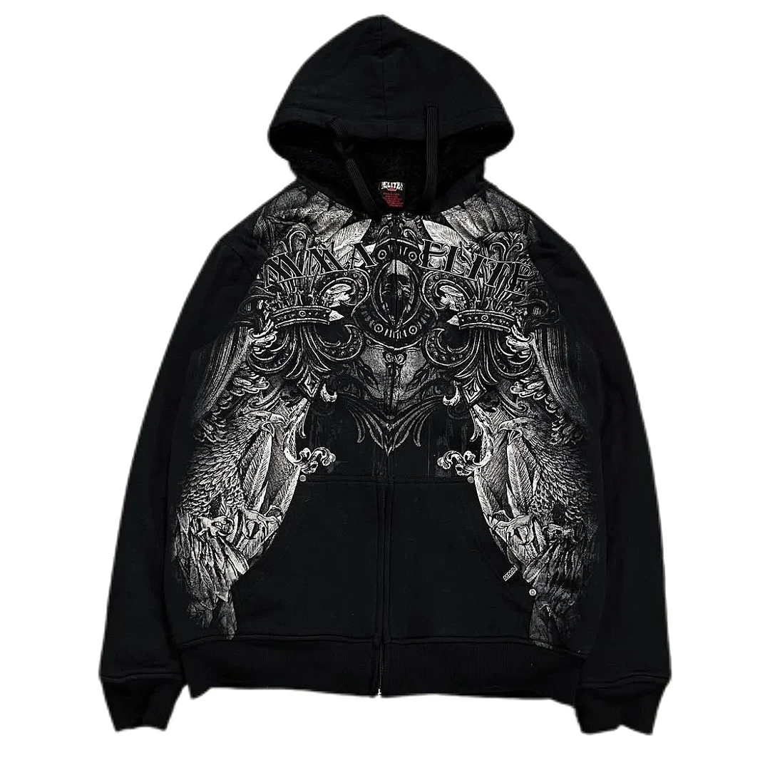 Y2K New Fashion Gothic Printed Zipper Hoodie Street Retro Oversize Sweatshirt Men Hip Hop Harajuku Casual Personality Streetwear 
Y2K New Fashion Gothic Printed Zipper Hoodie Street Retro Oversize Sweatshirt Men Hip Hop Harajuku Casual Personality Streetwear
