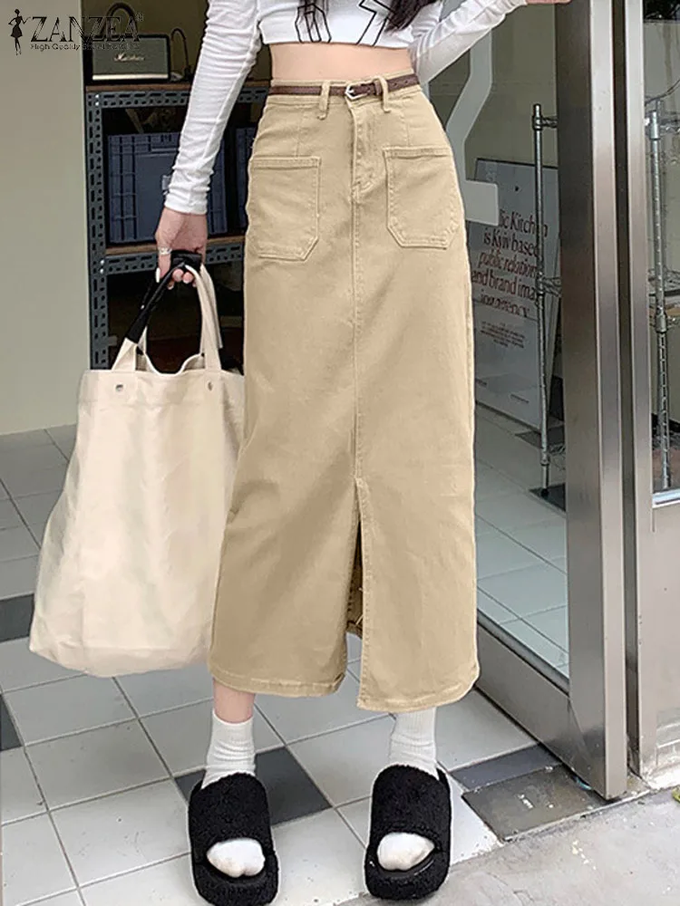 ZANZEA Woman Casual Solid Skirts Female Elegant Button Down Front Dress Vintage Solid Color Skirt Fashion Ankle Length Robe Jupe
ZANZEA Woman Casual Solid Skirts Female Elegant Button Down Front Dress Vintage Solid Color Skirt Fashion Ankle Length Robe Jupe