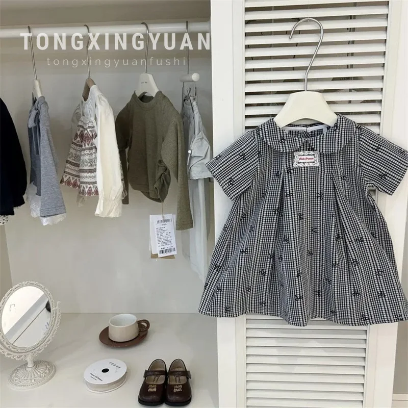 College Style Summer Girls' Striped Casual Doll Collar Dress Baby French Princess Plaid Dress Trendy
College Style Summer Girls' Striped Casual Doll Collar Dress Baby French Princess Plaid Dress Trendy