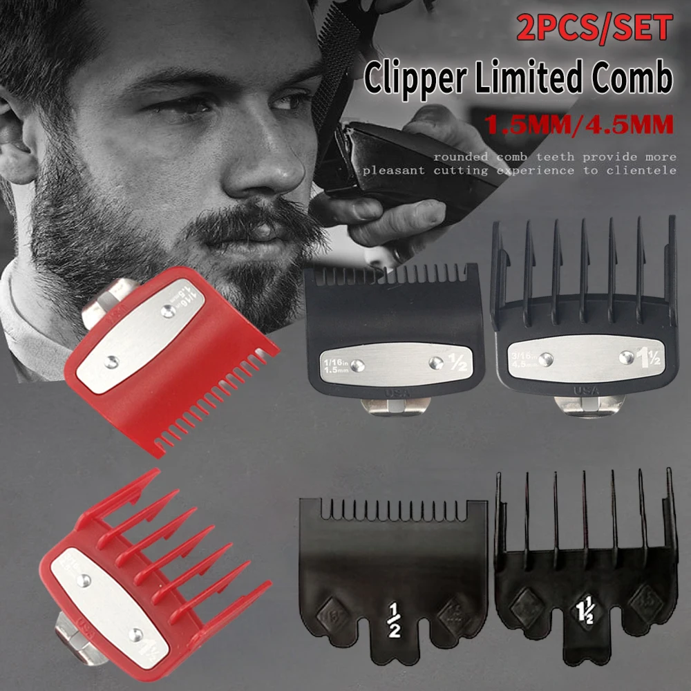 2Pcs Professional Hair Cutting Guide Comb Clipper Limit Comb Trimmer Cutting Styling Tools Attachment Compatible 1.5mm 4.5mm
2Pcs Professional Hair Cutting Guide Comb Clipper Limit Comb Trimmer Cutting Styling Tools Attachment Compatible 1.5mm 4.5mm