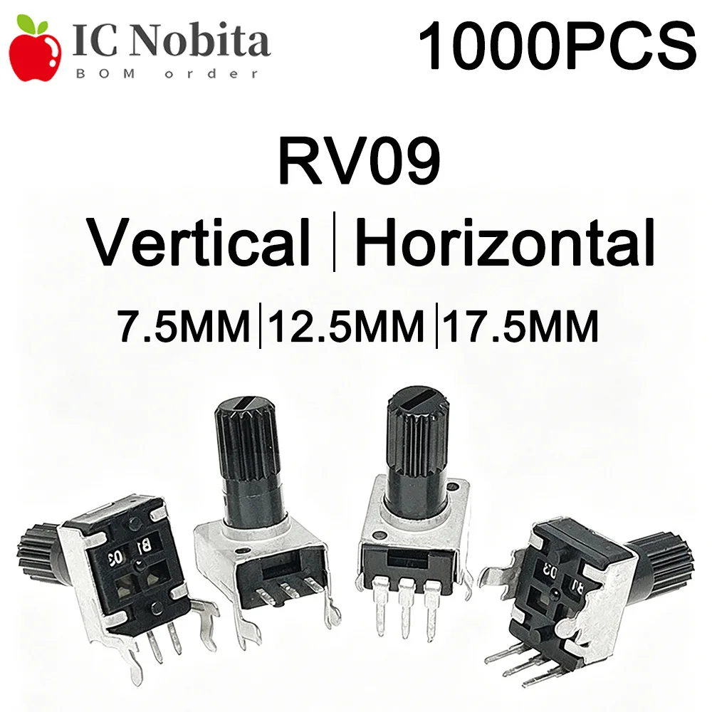 1000PCS RV09 Vertical Horizontal 7.5/12.5mm Shaft 1k 2k 5k 10k 20k 50k 100k 0932 Adjustable Resistor 9 Type 3Pin Potentiometer
1000PCS RV09 Vertical Horizontal 7.5/12.5mm Shaft 1k 2k 5k 10k 20k 50k 100k 0932 Adjustable Resistor 9 Type 3Pin Potentiometer