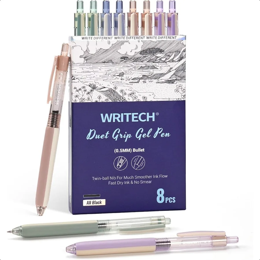 Retractable Gel Ink Pens: 8ct Black Ink 0.5mm Extra Fine Point Tip Click Pen for Smooth Writing Journaling Drawing Note Taking
Retractable Gel Ink Pens: 8ct Black Ink 0.5mm Extra Fine Point Tip Click Pen for Smooth Writing Journaling Drawing Note Taking