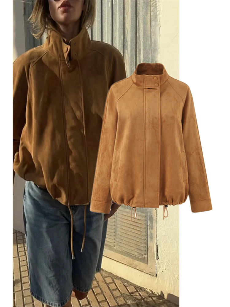 Retro Suede Jacket Loose Slimming Short Knife Shape Matte Texture Women's Street Style Long Sleeve Zipper Closure Top
Retro Suede Jacket Loose Slimming Short Knife Shape Matte Texture Women's Street Style Long Sleeve Zipper Closure Top