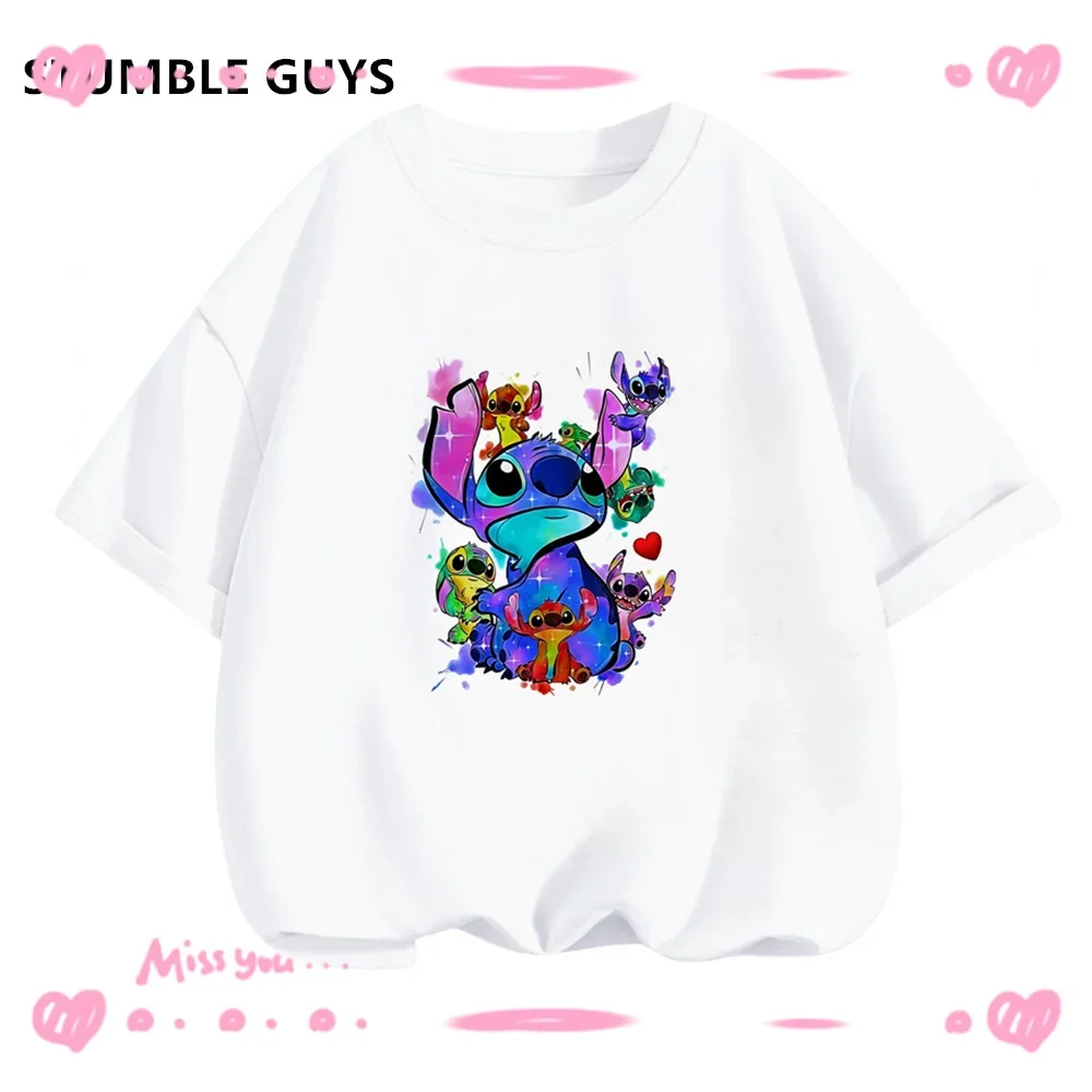 Kawaii Stitch Summer Sportswear T-Shirt Kids Disney 3-14Y Rainbow Trim Casual Short Sleeve Boys Girls Jersey Clothes
Kawaii Stitch Summer Sportswear T-Shirt Kids Disney 3-14Y Rainbow Trim Casual Short Sleeve Boys Girls Jersey Clothes