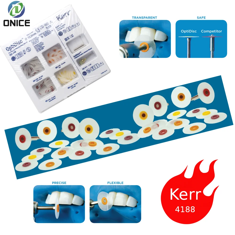 OptiDisc Mini Kit with 4 Grits (12.6mm) - Dental Kerr 4188 Finishing & Polishing Discs for Precise Enamel Restoration
OptiDisc Mini Kit with 4 Grits (12.6mm) - Dental Kerr 4188 Finishing & Polishing Discs for Precise Enamel Restoration