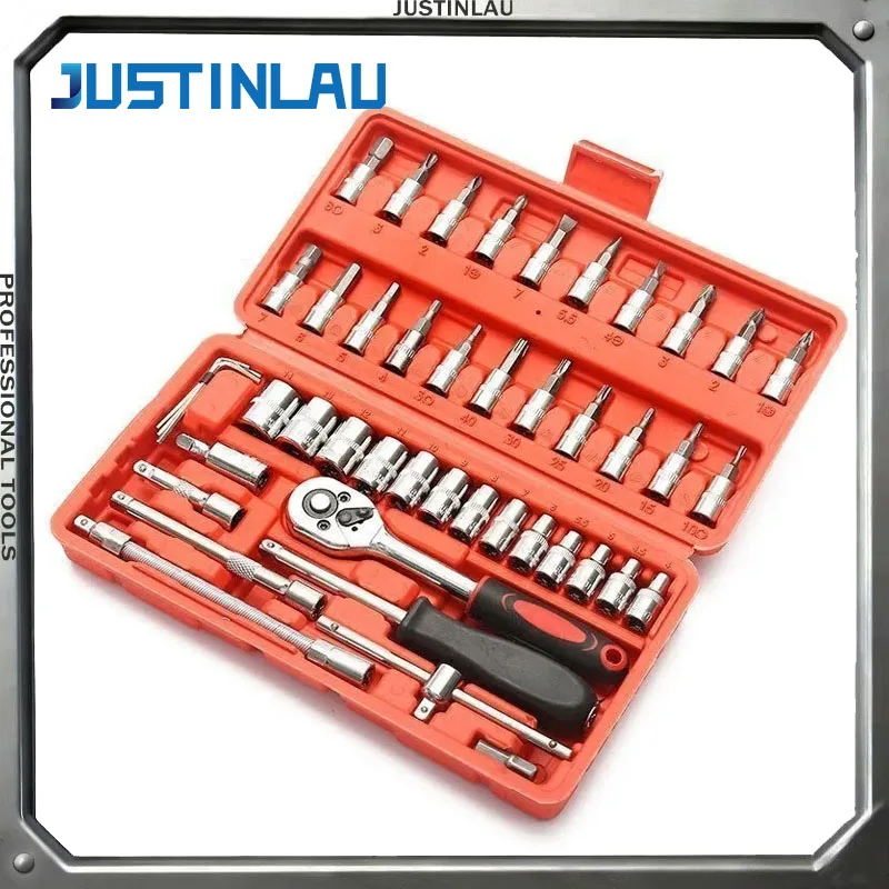 JUSTINLAU 1/4 Ratchet Wrench Set Home Hardware Repair Kit 46 Pieces Automotive Tool Screwdriver and Drill Bit Ratchet Set
JUSTINLAU 1/4 Ratchet Wrench Set Home Hardware Repair Kit 46 Pieces Automotive Tool Screwdriver and Drill Bit Ratchet Set