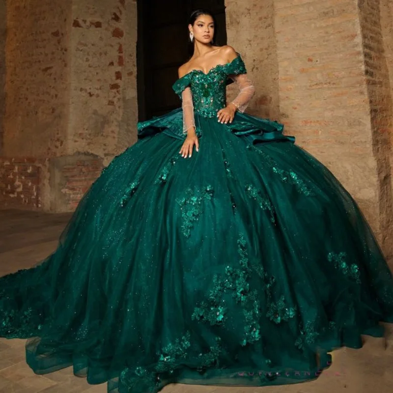 EVLAST Customized Emerald Green Quinceanera Dress Ball Gown 3D Floral Applique Beaded Corset Sweet 16 Vestidos De XV 15 Anos SQ3
EVLAST Customized Emerald Green Quinceanera Dress Ball Gown 3D Floral Applique Beaded Corset Sweet 16 Vestidos De XV 15 Anos SQ3