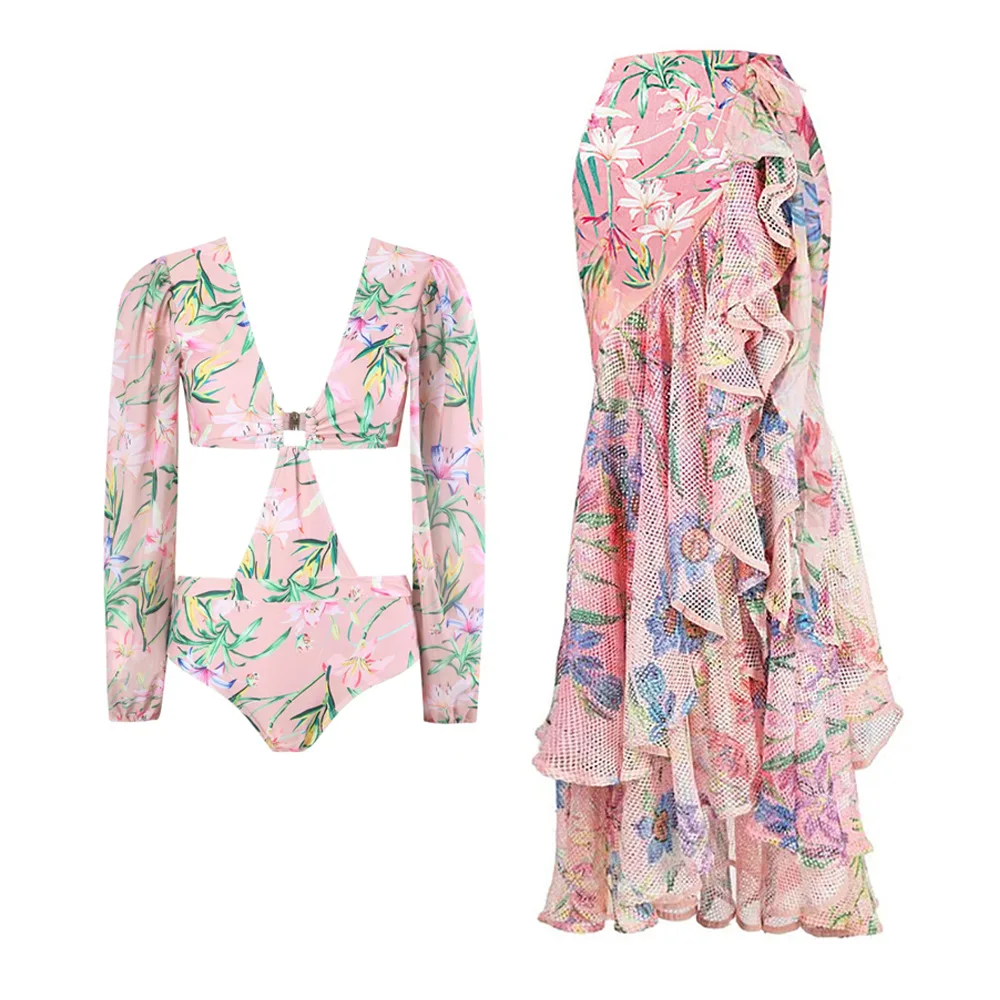 2025 Sexy Deep V Neck Mesh Swimsuit Set Cutout One Piece Detachable Skirt Floral Print Women's Beachwear Floral Maxi Skirt Ropa
2025 Sexy Deep V Neck Mesh Swimsuit Set Cutout One Piece Detachable Skirt Floral Print Women's Beachwear Floral Maxi Skirt Ropa