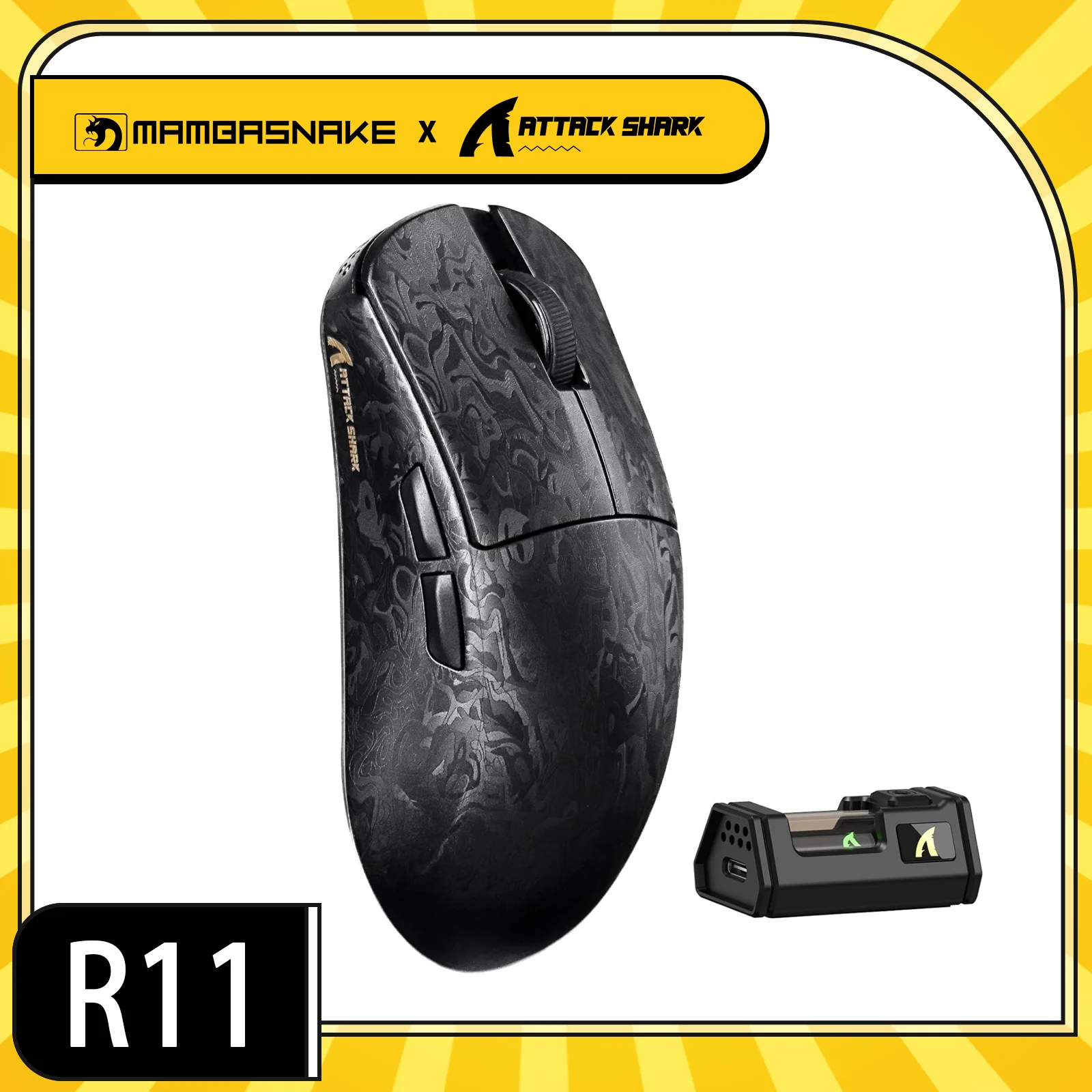 ATTACK SHARK R11 ULTRA Carbon Fiber Wireless 8K PAW3950MAX Gaming Mouse 49g SUPERLIGHT, Nordic 52840 MCU
ATTACK SHARK R11 ULTRA Carbon Fiber Wireless 8K PAW3950MAX Gaming Mouse 49g SUPERLIGHT, Nordic 52840 MCU