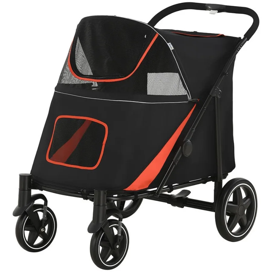 Dog Cart Foldable with Zippers and Mesh Windows, 112X65X100 Cm, Red and Black
Dog Cart Foldable with Zippers and Mesh Windows, 112X65X100 Cm, Red and Black