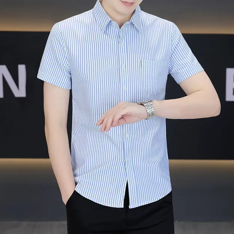 Men's Striped Short Sleeve Shirt Slim Fit Casual Business Button Up Top
Men's Striped Short Sleeve Shirt Slim Fit Casual Business Button Up Top