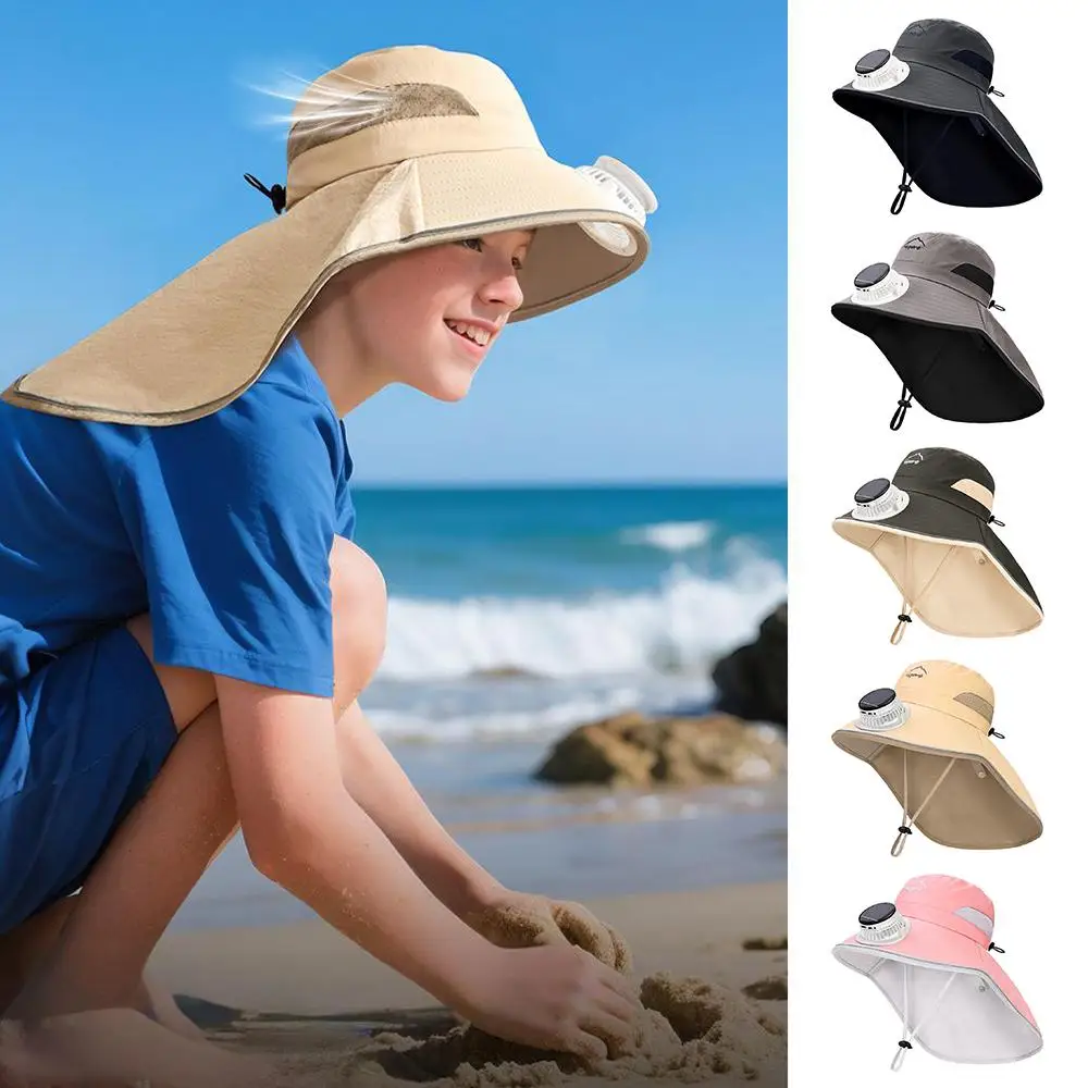 Lightweight Wide Brim Kids Sun Hat Cooling With Neck Flap Fisherman Hat Breathable Solar Powered Fan Hat for Boys & Girls
Lightweight Wide Brim Kids Sun Hat Cooling With Neck Flap Fisherman Hat Breathable Solar Powered Fan Hat for Boys & Girls