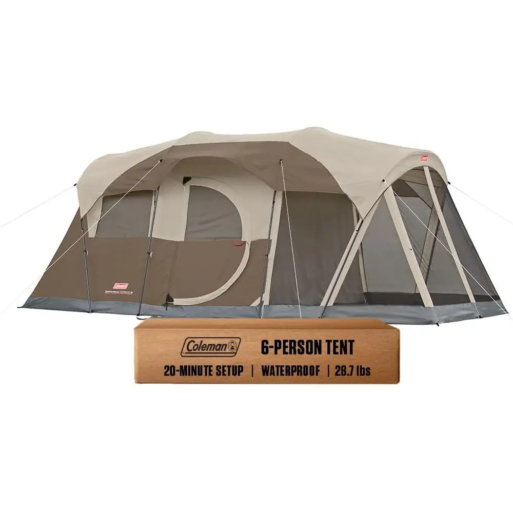 6-Person Camping Tent with Sun Porch, Waterproof and Roomy, Includes Rainfly and Carry Bag, PAS-Free Construction
6-Person Camping Tent with Sun Porch, Waterproof and Roomy, Includes Rainfly and Carry Bag, PAS-Free Construction