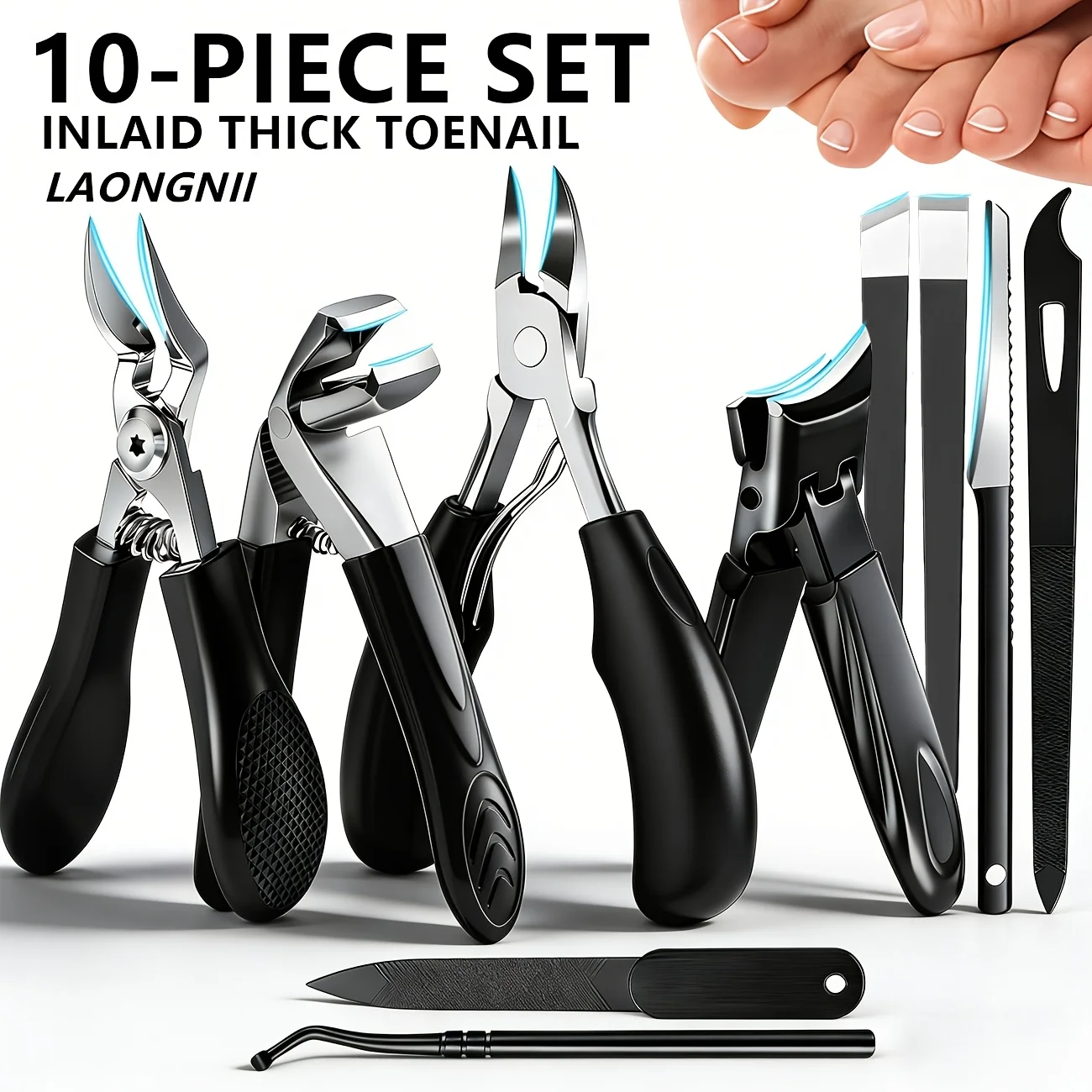 Professional Pedicure Tool Kit 10pcs Heavy-Duty Toenail Clipper Set for Seniors - Angled and Curved Blades, Nail Clippers
Professional Pedicure Tool Kit 10pcs Heavy-Duty Toenail Clipper Set for Seniors - Angled and Curved Blades, Nail Clippers
