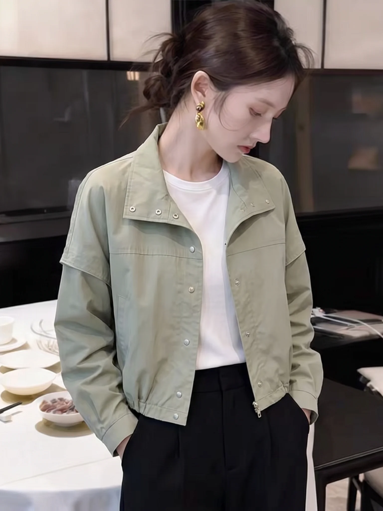 Short Commuter Style Jacket Women's Spring Autumn Fashion Thickened Baseball Coat Zipper Decoration Loose Fit Small Size
Short Commuter Style Jacket Women's Spring Autumn Fashion Thickened Baseball Coat Zipper Decoration Loose Fit Small Size