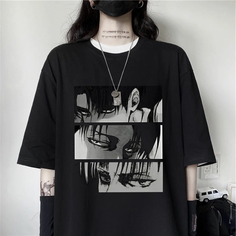 Japanese Anime Attack On Titan Women's T-shirt Levi Ackerman Eye Punk Tops Summer Harajuku Tee Casual Gothic Short Sleeve Tshirt
Japanese Anime Attack On Titan Women's T-shirt Levi Ackerman Eye Punk Tops Summer Harajuku Tee Casual Gothic Short Sleeve Tshirt