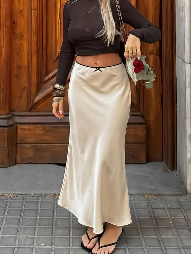 HH Womens Satin Long Solid Slim Skirt High Waist Bow Elasticized Waist City Date Casual Vacation Beach Fashion High Street Skirt
HH Womens Satin Long Solid Slim Skirt High Waist Bow Elasticized Waist City Date Casual Vacation Beach Fashion High Street Skirt