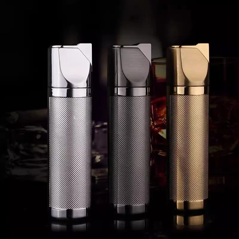 Slim Knurled Surface Jet Torch Lighter, Black Metal Refillable Butane Lighter, Portable Windproof Cigar Lighter for Daily Use
Slim Knurled Surface Jet Torch Lighter, Black Metal Refillable Butane Lighter, Portable Windproof Cigar Lighter for Daily Use