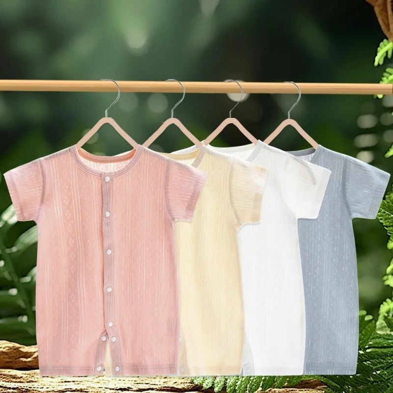Baby Short Sleeved Jumpsuit Summer Newborn Breathable Mesh Rompers Boys Girls Infant Thin Sleepwear Baby Romper 
Baby Short Sleeved Jumpsuit Summer Newborn Breathable Mesh Rompers Boys Girls Infant Thin Sleepwear Baby Romper