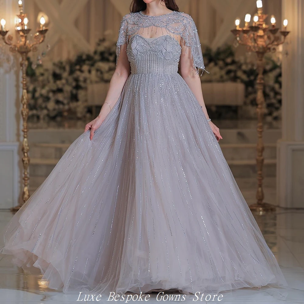 Women's Formal Evening Gowns A-line Floor-length O-neck Sleeveless Prom Dresses Fashion Crystal Sequined Draped Customized Gowns
Women's Formal Evening Gowns A-line Floor-length O-neck Sleeveless Prom Dresses Fashion Crystal Sequined Draped Customized Gowns