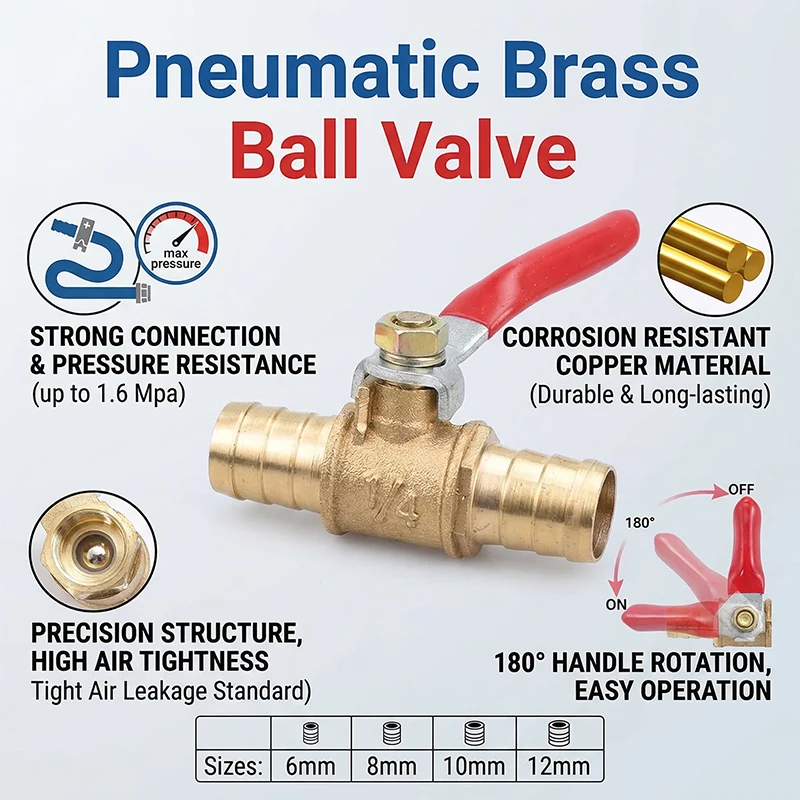 Red Handle Small Valve 6mm 8mm 10mm 12mm Hose Barb Inline Brass Water Oil Air Gas Fuel Line Shutoff Ball Valve Pipe Fittings
Red Handle Small Valve 6mm 8mm 10mm 12mm Hose Barb Inline Brass Water Oil Air Gas Fuel Line Shutoff Ball Valve Pipe Fittings