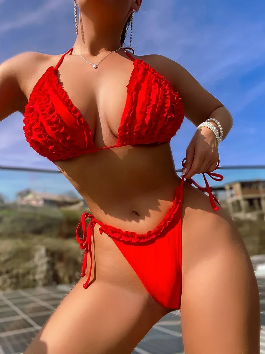XS- L Sexy Halter Ruffled Frilled Micro Thong Bikini Women Swimwear Female Swimsuit Two-pieces Bikini Set Bathing Suit Swim Lady
XS- L Sexy Halter Ruffled Frilled Micro Thong Bikini Women Swimwear Female Swimsuit Two-pieces Bikini Set Bathing Suit Swim Lady