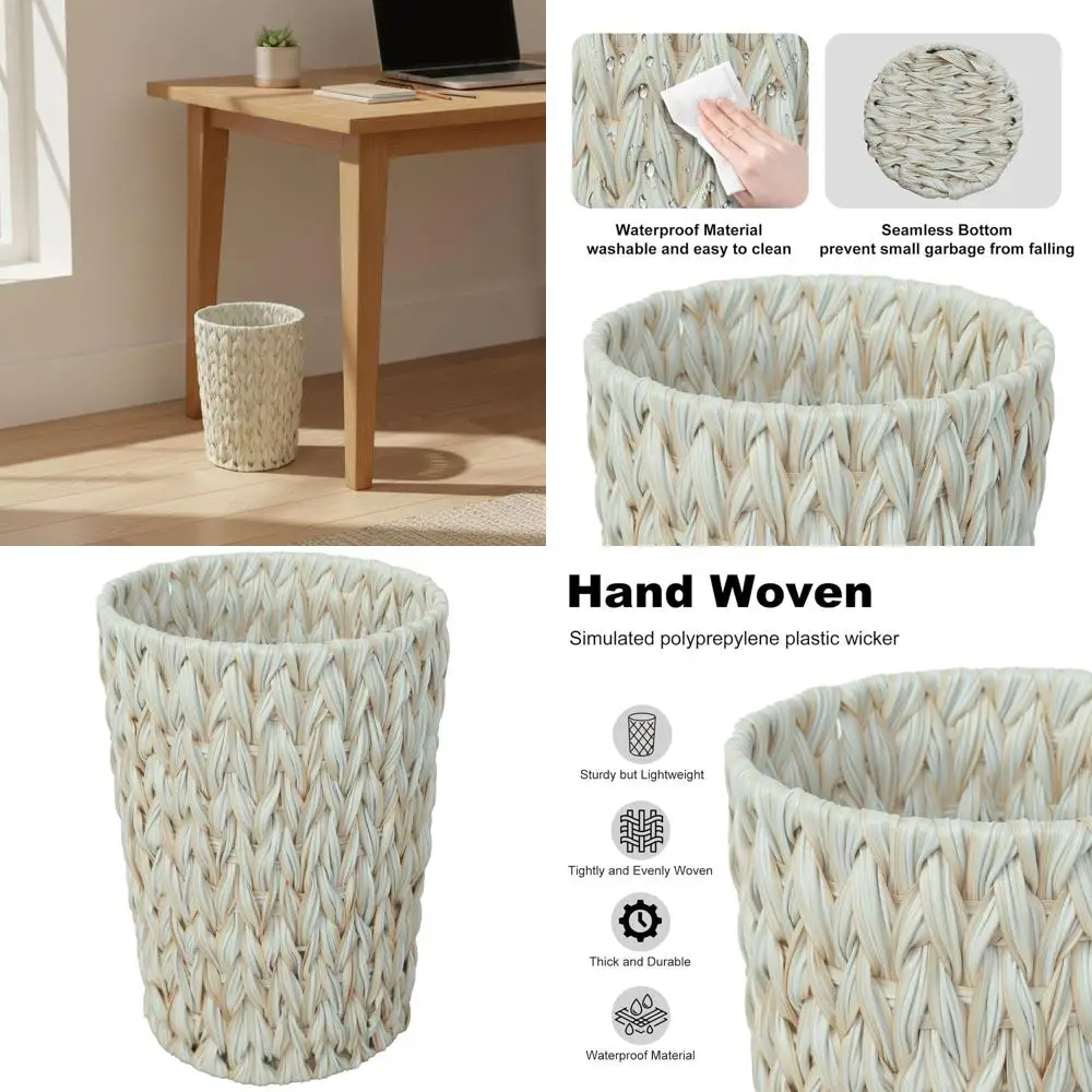 Кремово-белый плетеный мусорный бак в стиле бохо с 2 галлонами для ванной комнаты, спальни или офиса
Кремово-белый плетеный мусорный бак в стиле бохо с 2 галлонами для ванной комнаты, спальни или офиса