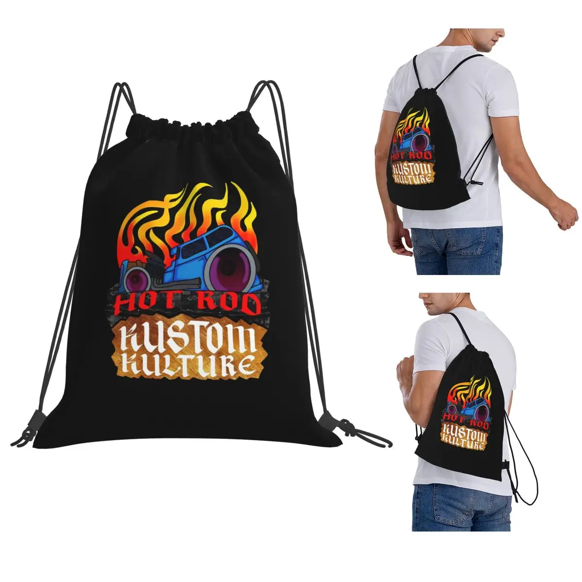 Hot Rod Kustom Kulture Backpacks Fashion Drawstring Bags Storage Bag Book Bags for Man Woman Students
Hot Rod Kustom Kulture Backpacks Fashion Drawstring Bags Storage Bag Book Bags for Man Woman Students